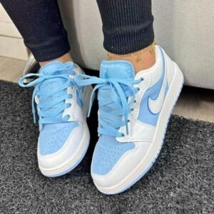 Nike Air Jordan Low 1 Blanco Azul Dama